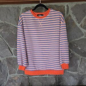 Striped Orange and Purple Crewneck Sweater